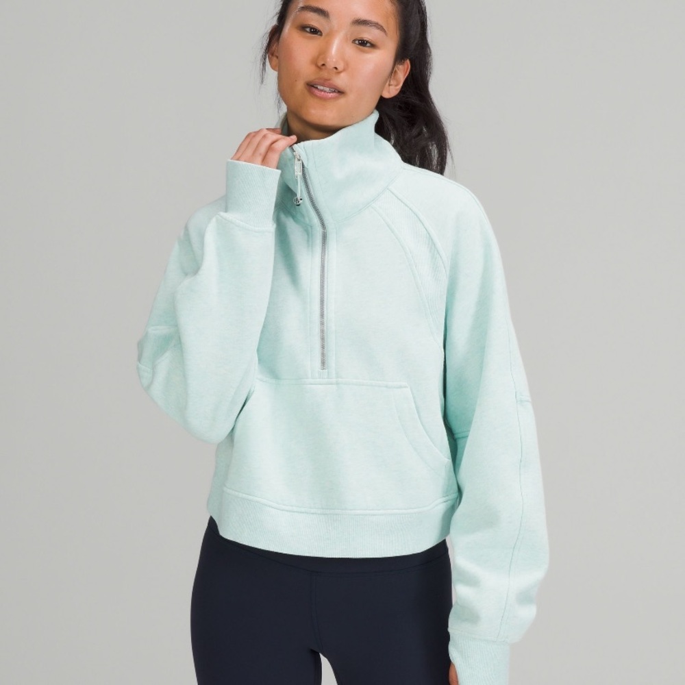 Lululemon delicate mint funnel neck half zip